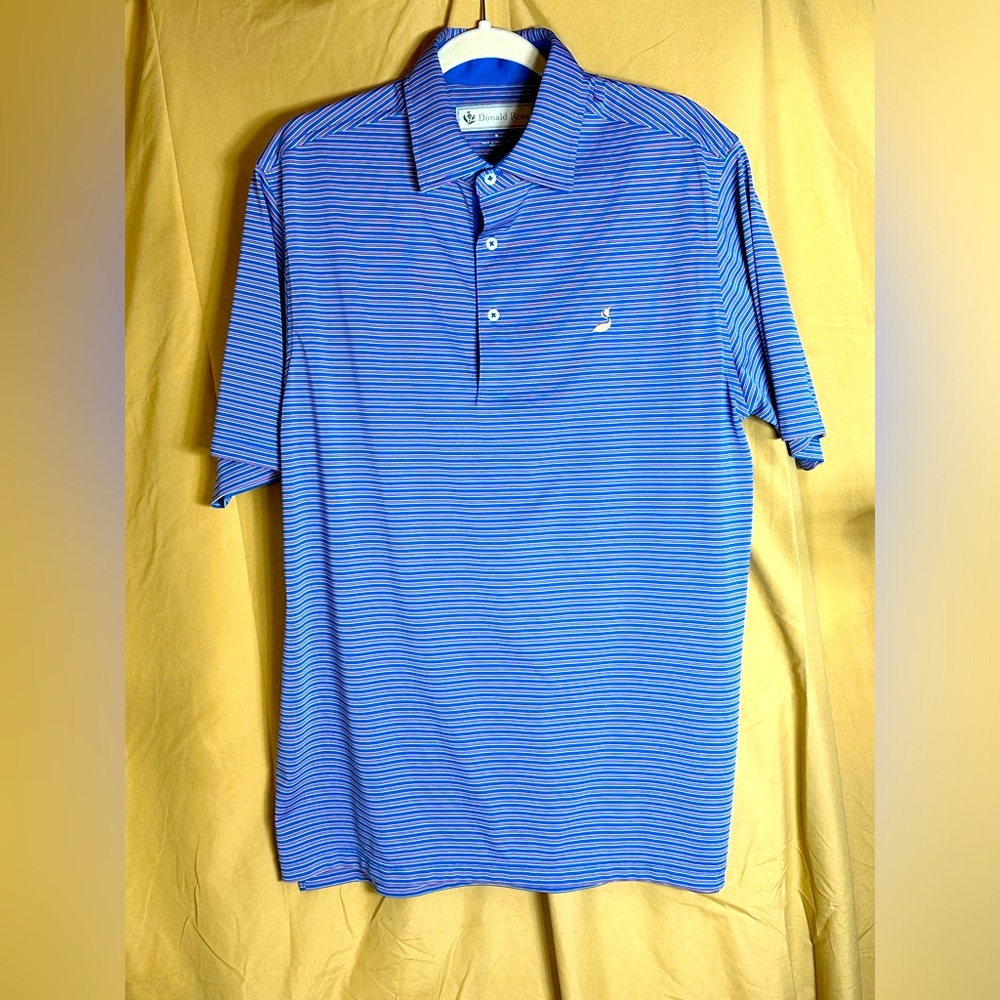DONALD ROSS SPORTSWEAR Men's Medium Striped Strech Polo Shirt / EXCELLENT !!